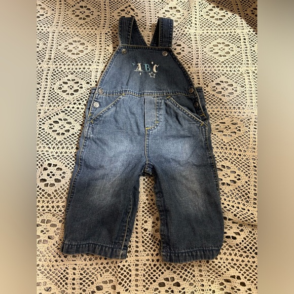 Please Mum jersey lined denim overalls size 6 months - Picture 2 of 13